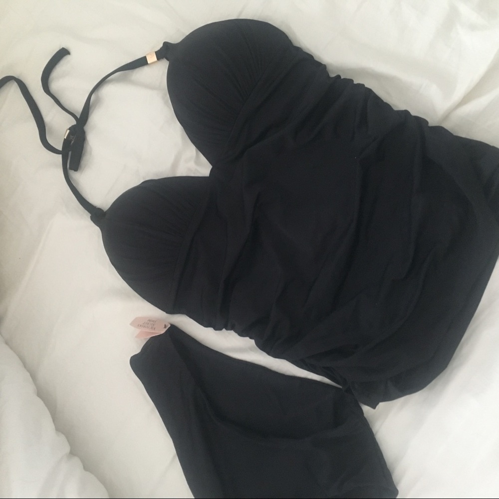 NWT Victoria Secret Black Tankini size Large